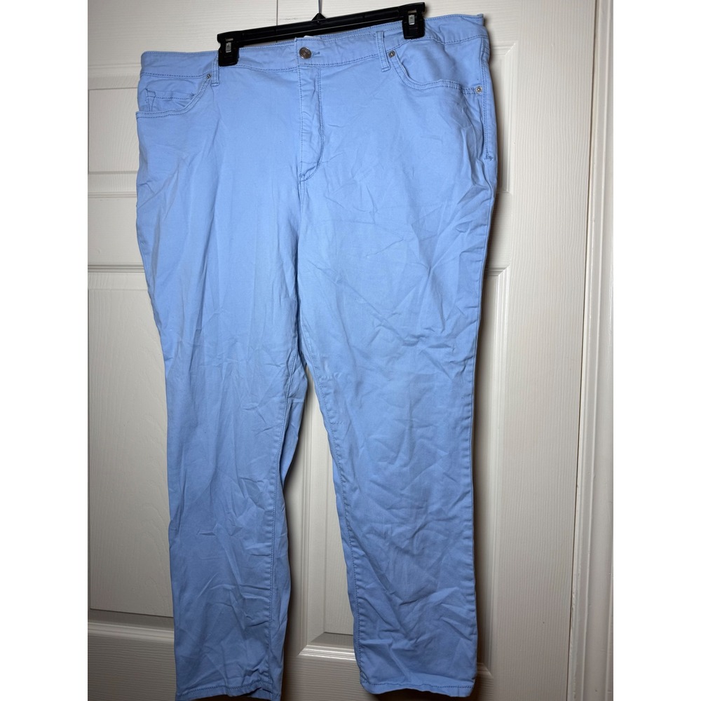 Crown & Ivy Womens High Rise Skinny Crop Pants‎ Light Blue Size 18W